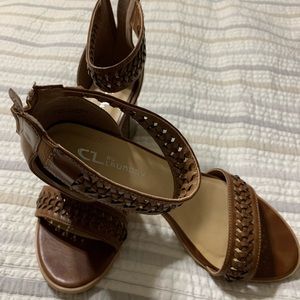 Chunky brown heels